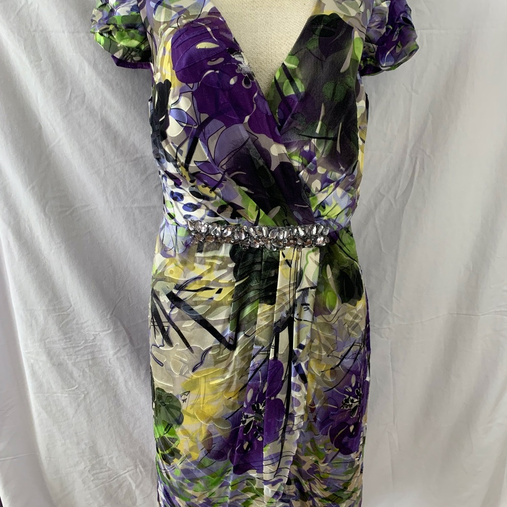 NWT 100% Silk dress with Crystal Rhinestone Appliqués